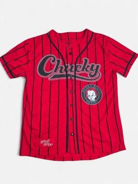 Chucky Good Guys Wanna Play Horror Film Red Striped Jersey Top XL